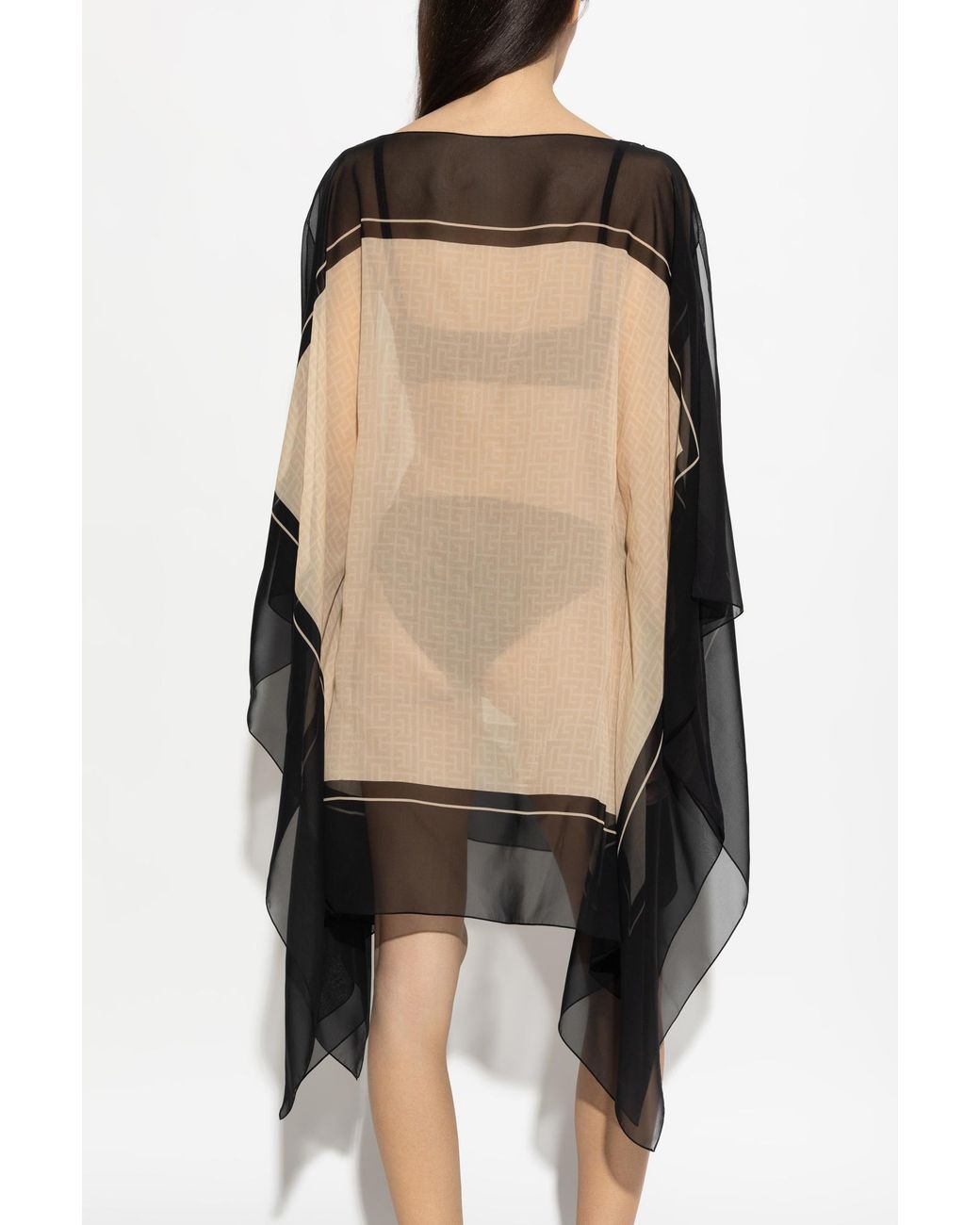 Balmain Black Silk Poncho