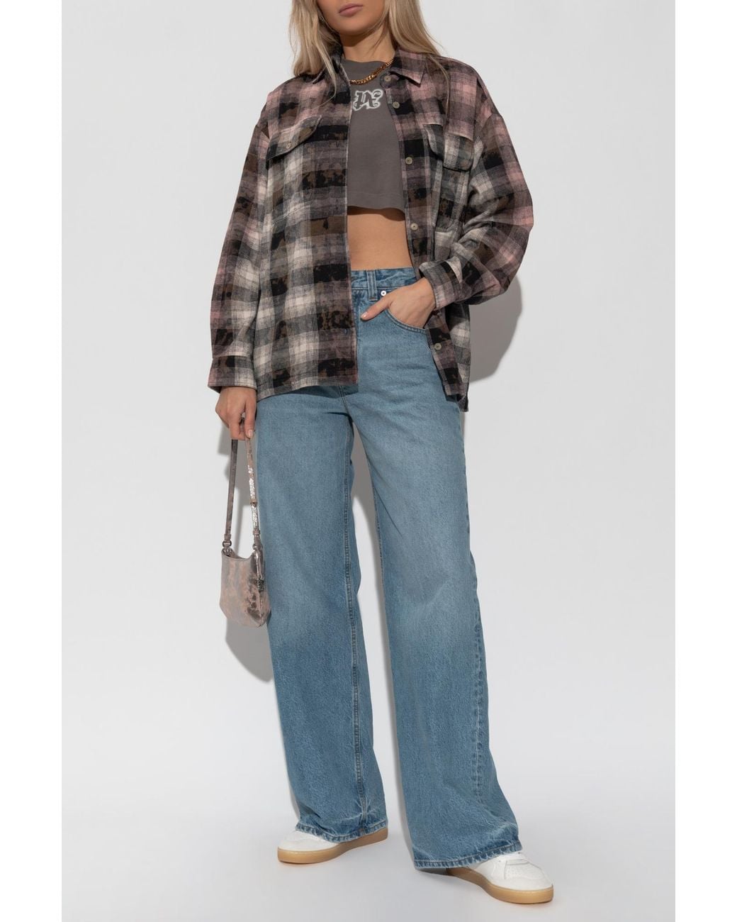 Palm Angels Blue Checked Pattern Shirt