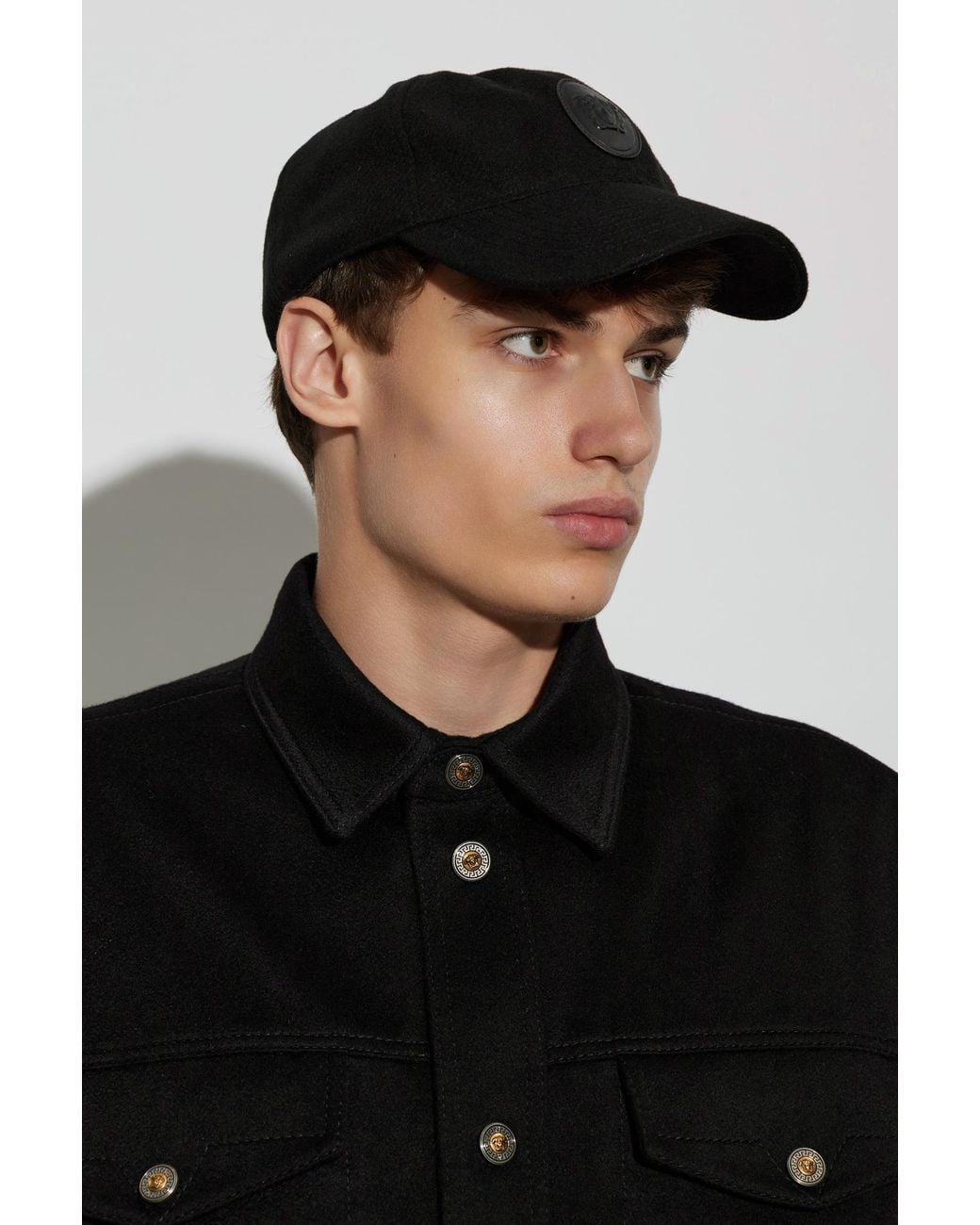 Versace Black Wool Baseball Cap