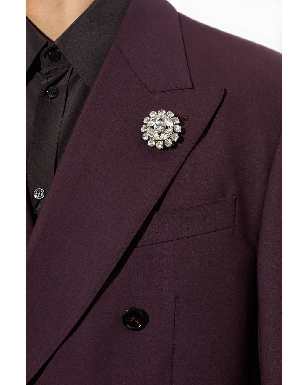 Dolce & Gabbana Gray Pin With Shimmering Crystals for men