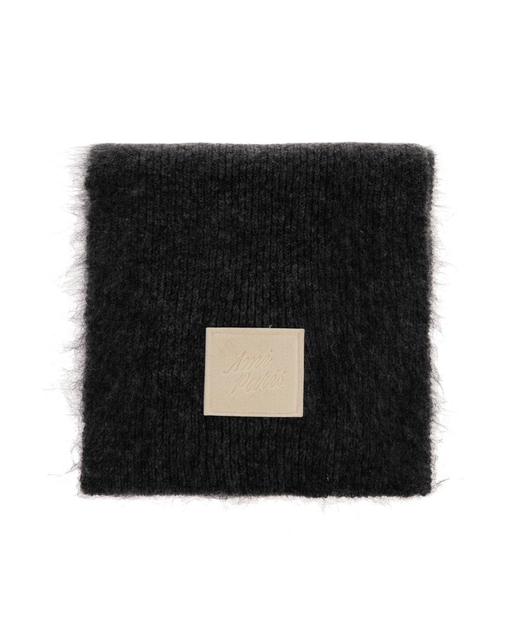 AMI Black Scarf With Sewn Logo