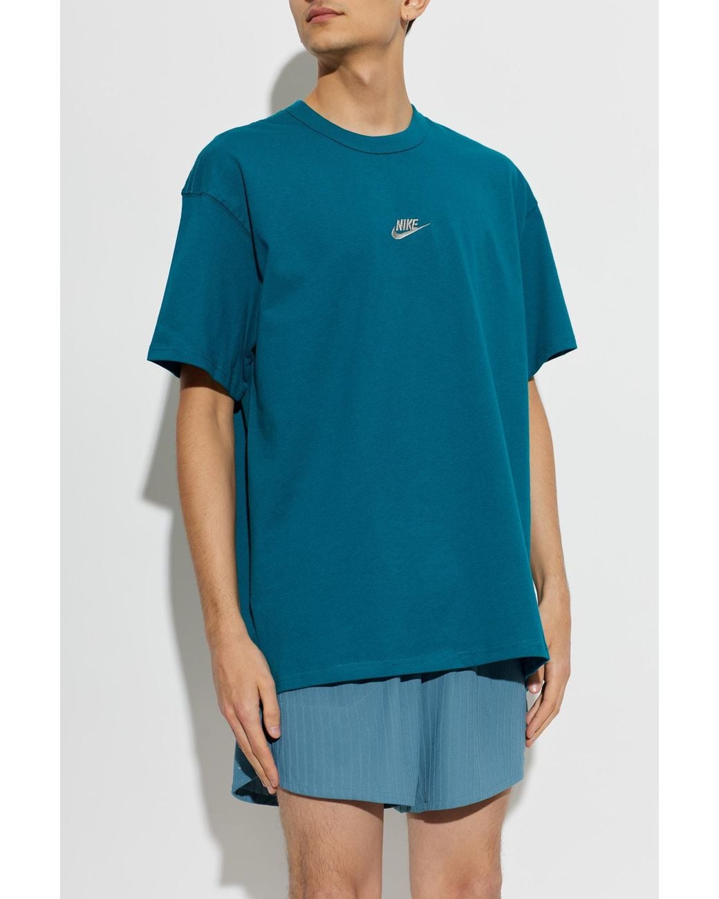 Nike Blue Oversized Embroidered Logo T-Shirt for men
