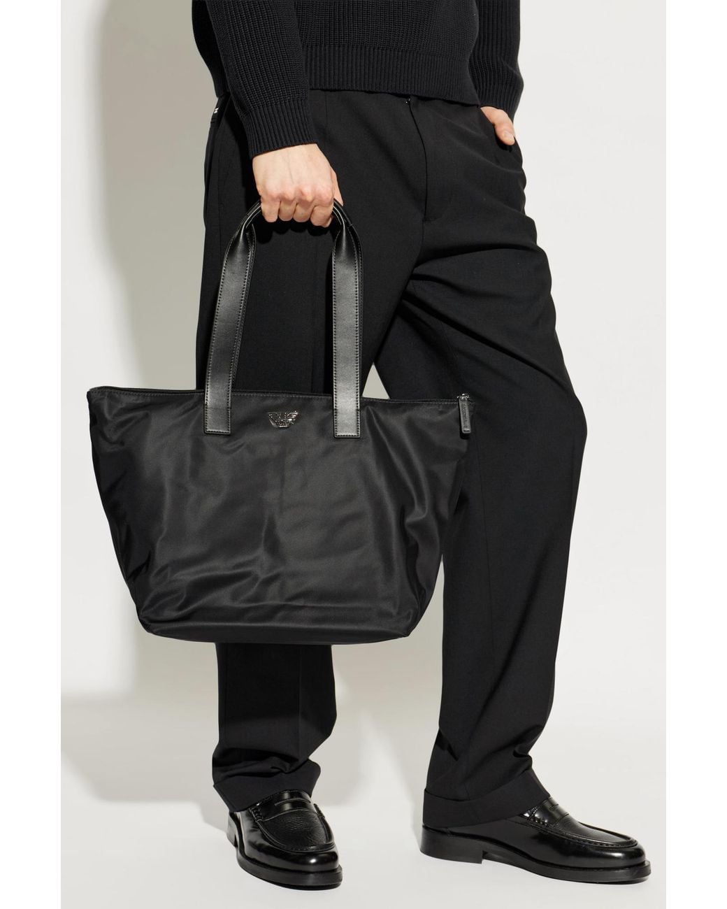 Emporio Armani Black Shopper Bag From The "Sustainability" Collection for men