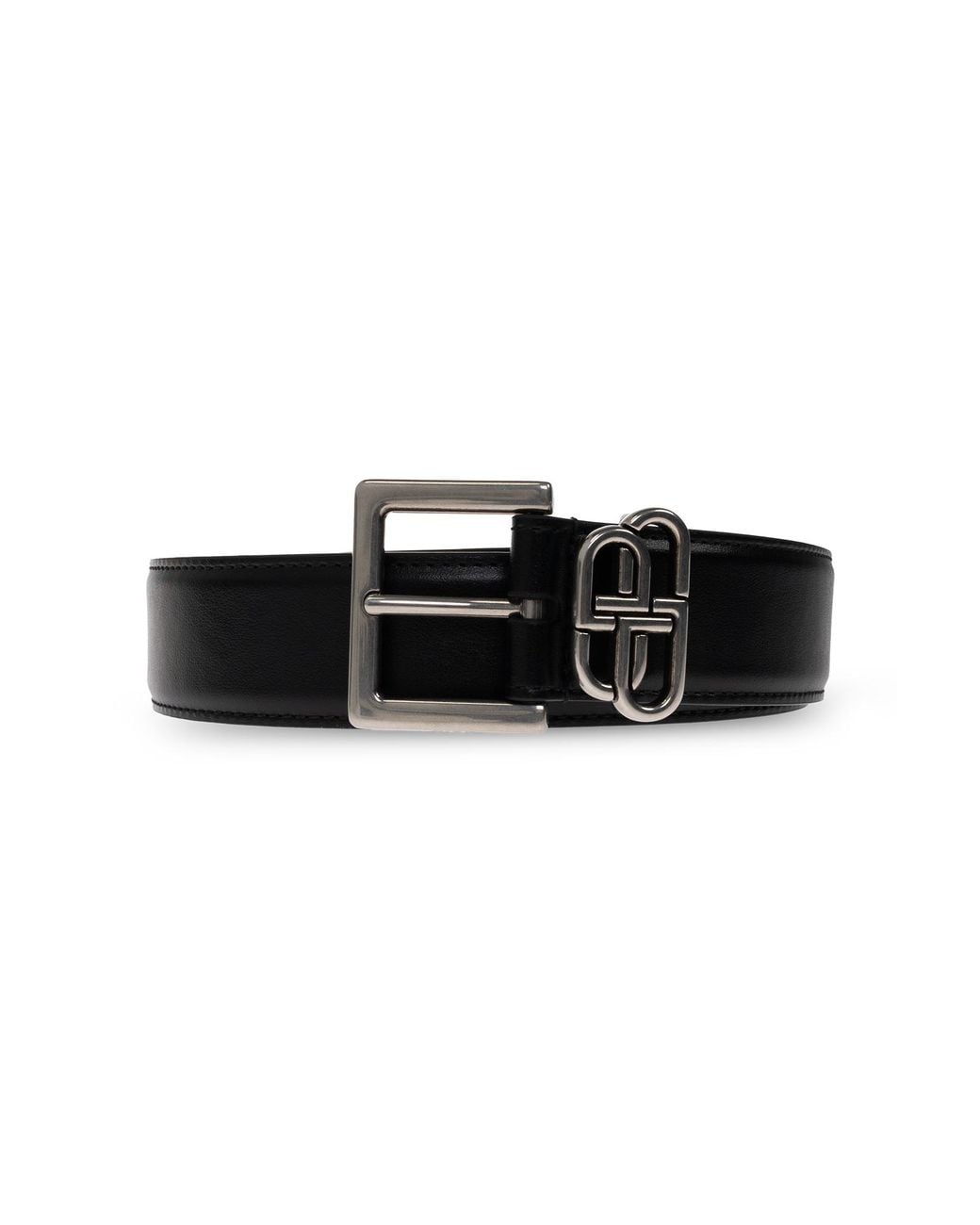 Balenciaga Black Leather Belt for men