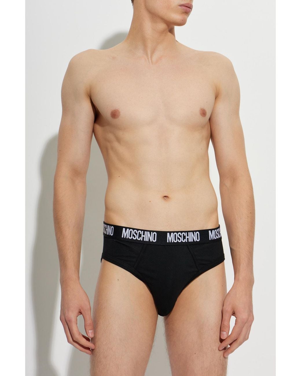 Moschino Black Two-Pack Briefs With Logo for men