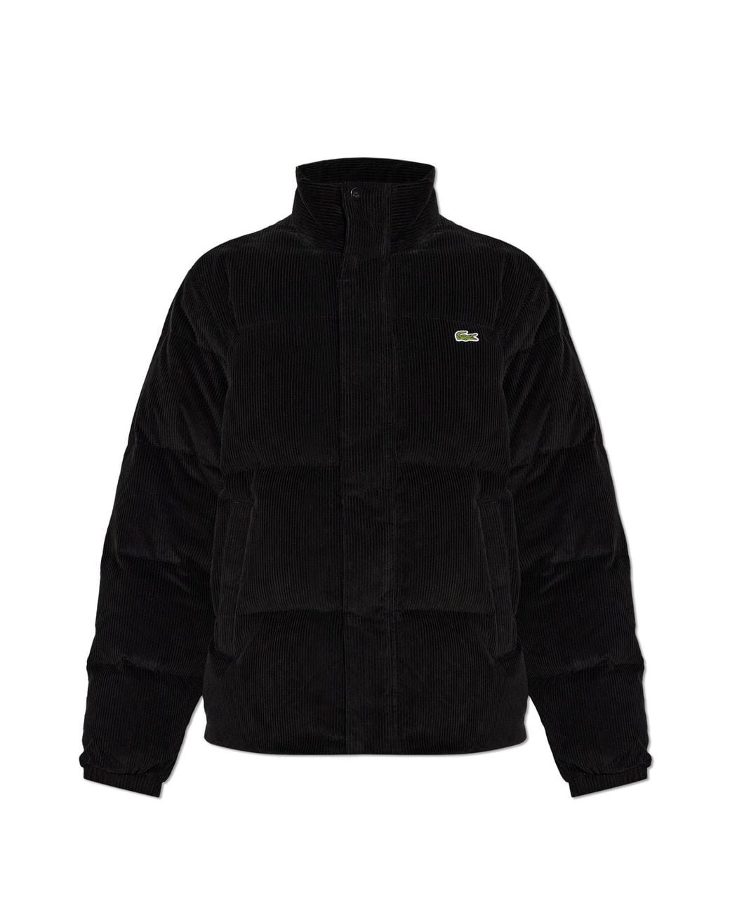 Lacoste Black Quilted Jacket With Logo Patch for men