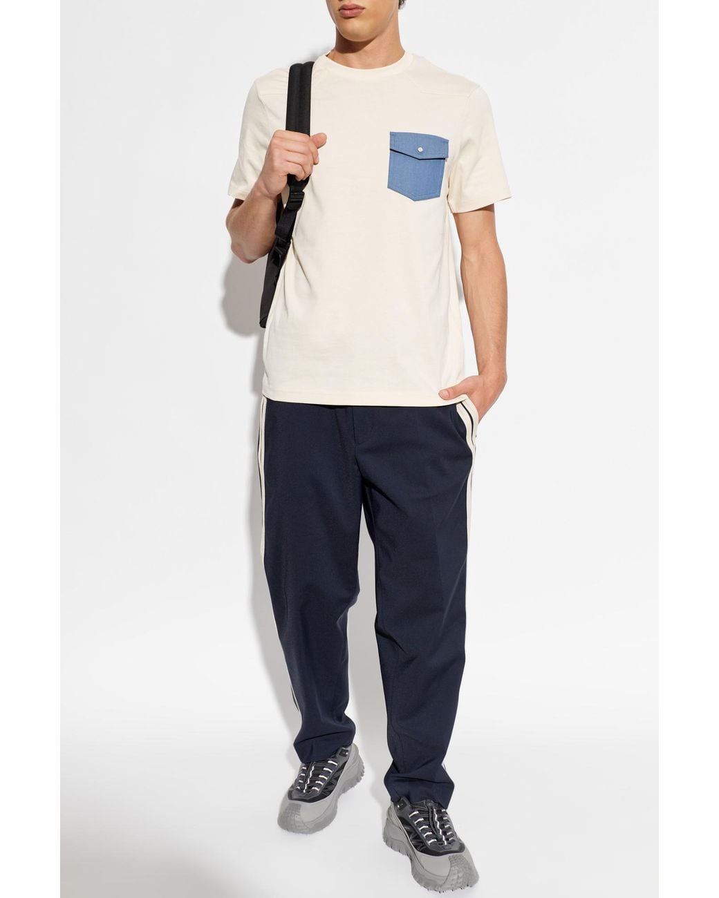 Moncler White T-Shirt With Pocket for men