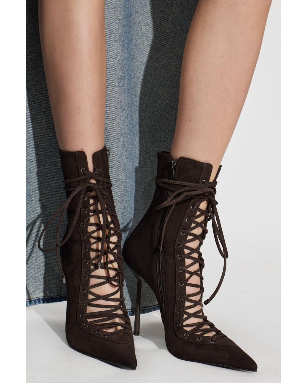Le Silla Black Suede Heeled Ankle Boots "Colette"