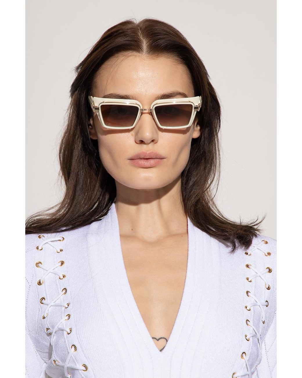 Balmain white store sunglasses