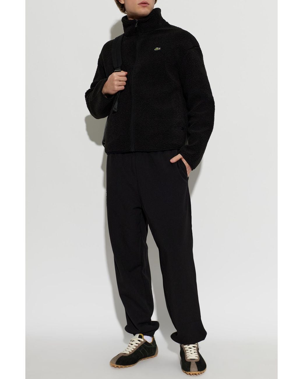 Lacoste Black Teddy Fleece With Stand-Up Collar for men