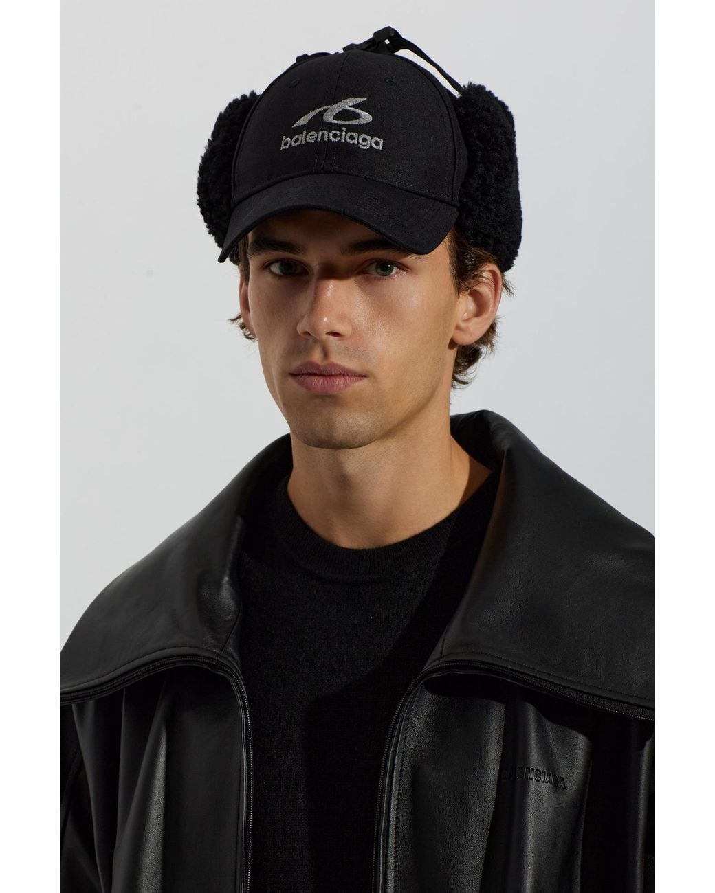 Balenciaga Black Heated Baseball Cap for men