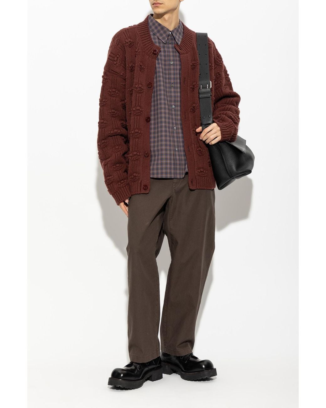 Marni Red Wool Cardigan With Pockets for men