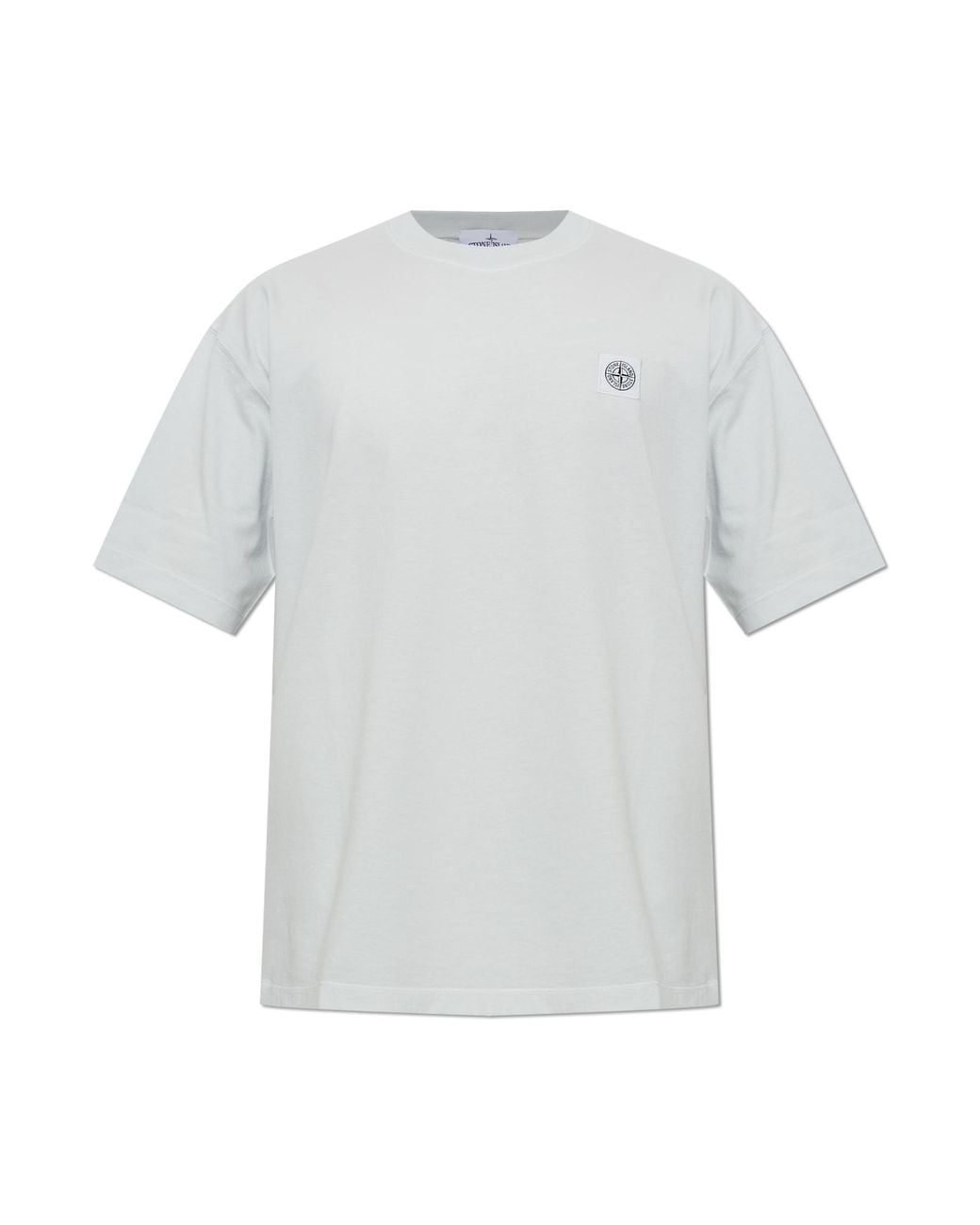 Stone Island White T-Shirt With Logo Patch for men