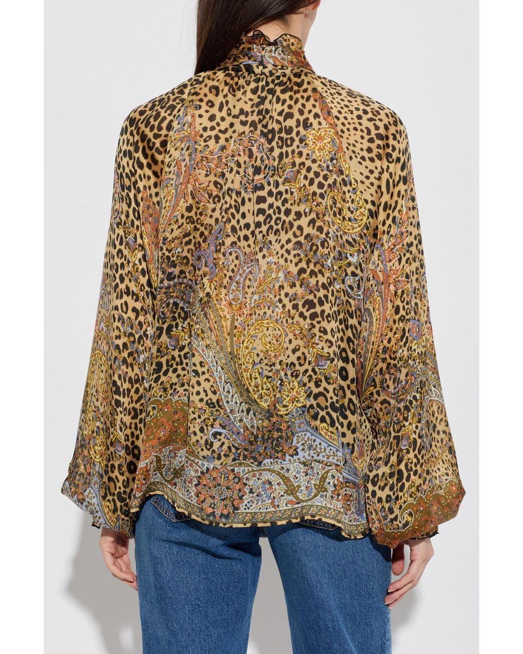 Etro Brown Silk Top With Decorative Tie
