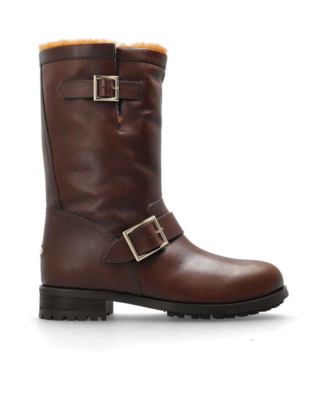 Jimmy Choo Brown 'Biker Mid' Leather Boots