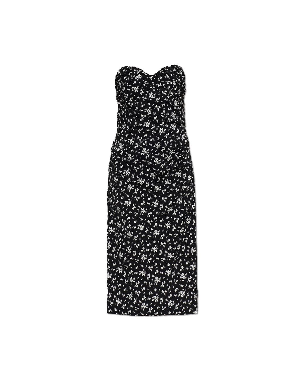 Dolce & Gabbana Black Silk Dress With Floral Motif