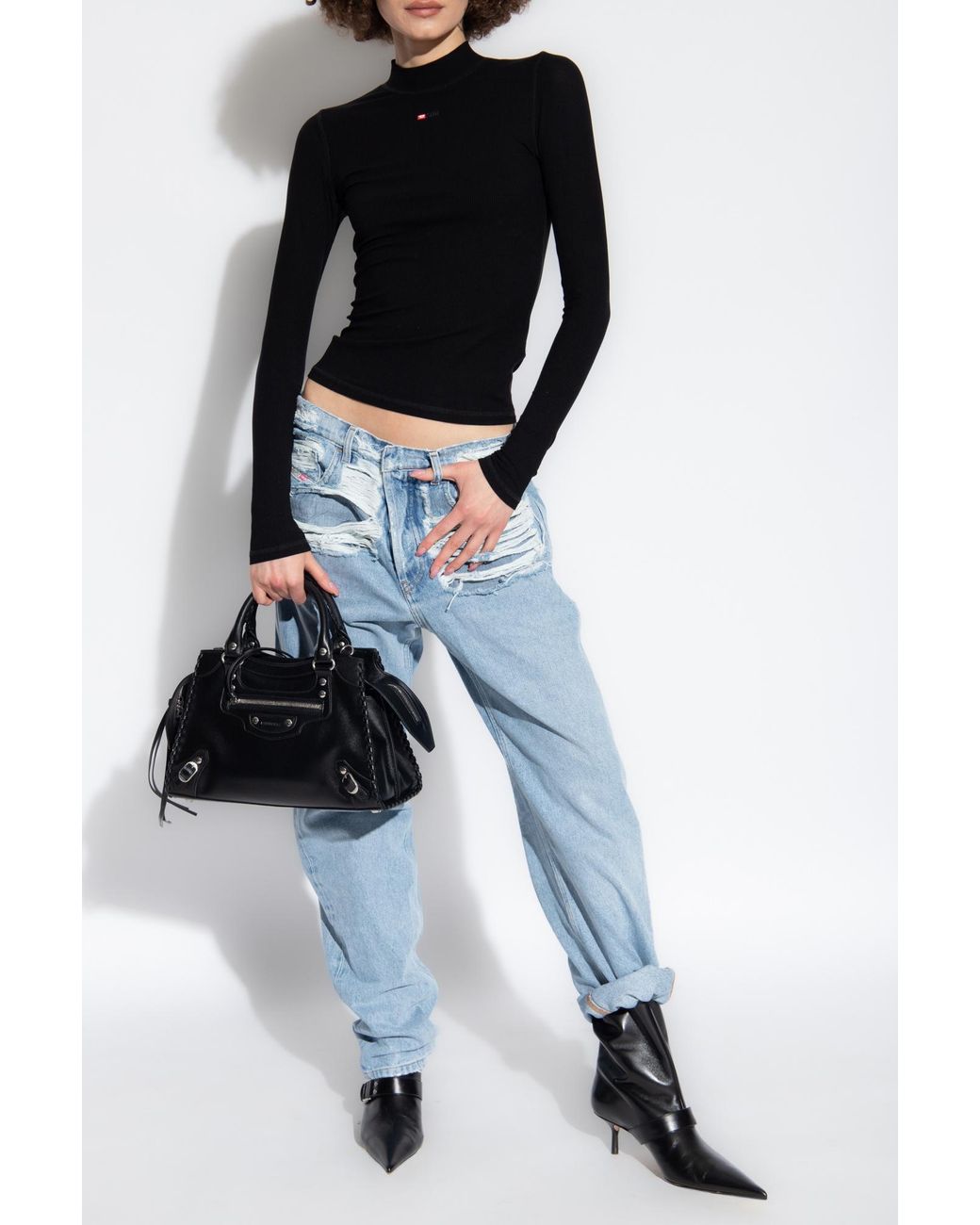 DIESEL Black 'T-Mokky-Ls-Microdiv' Ribbed Top