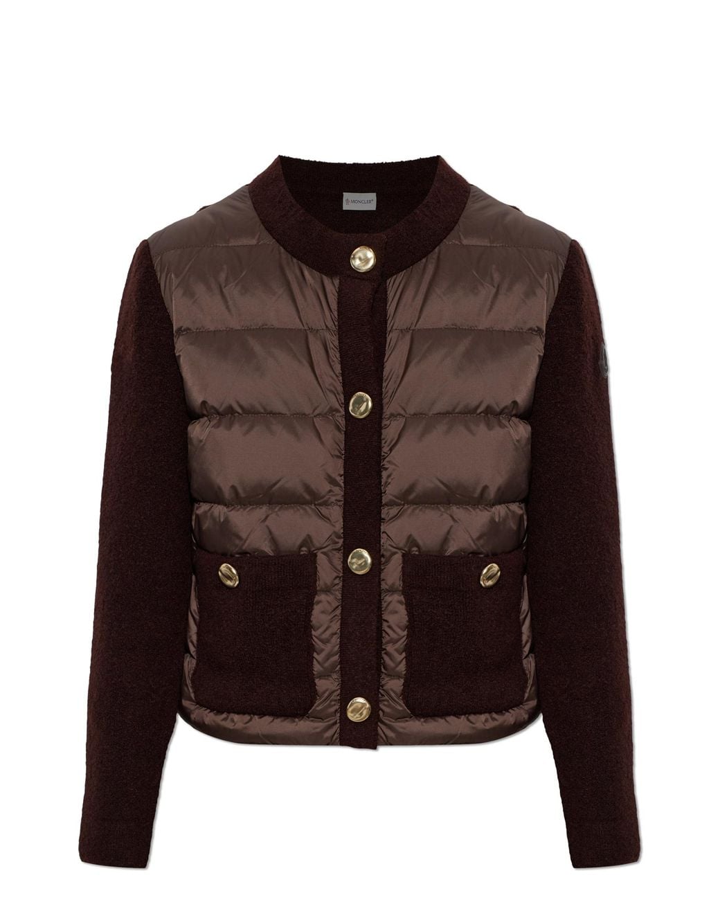 Moncler Brown Cardigan With Quilted Front