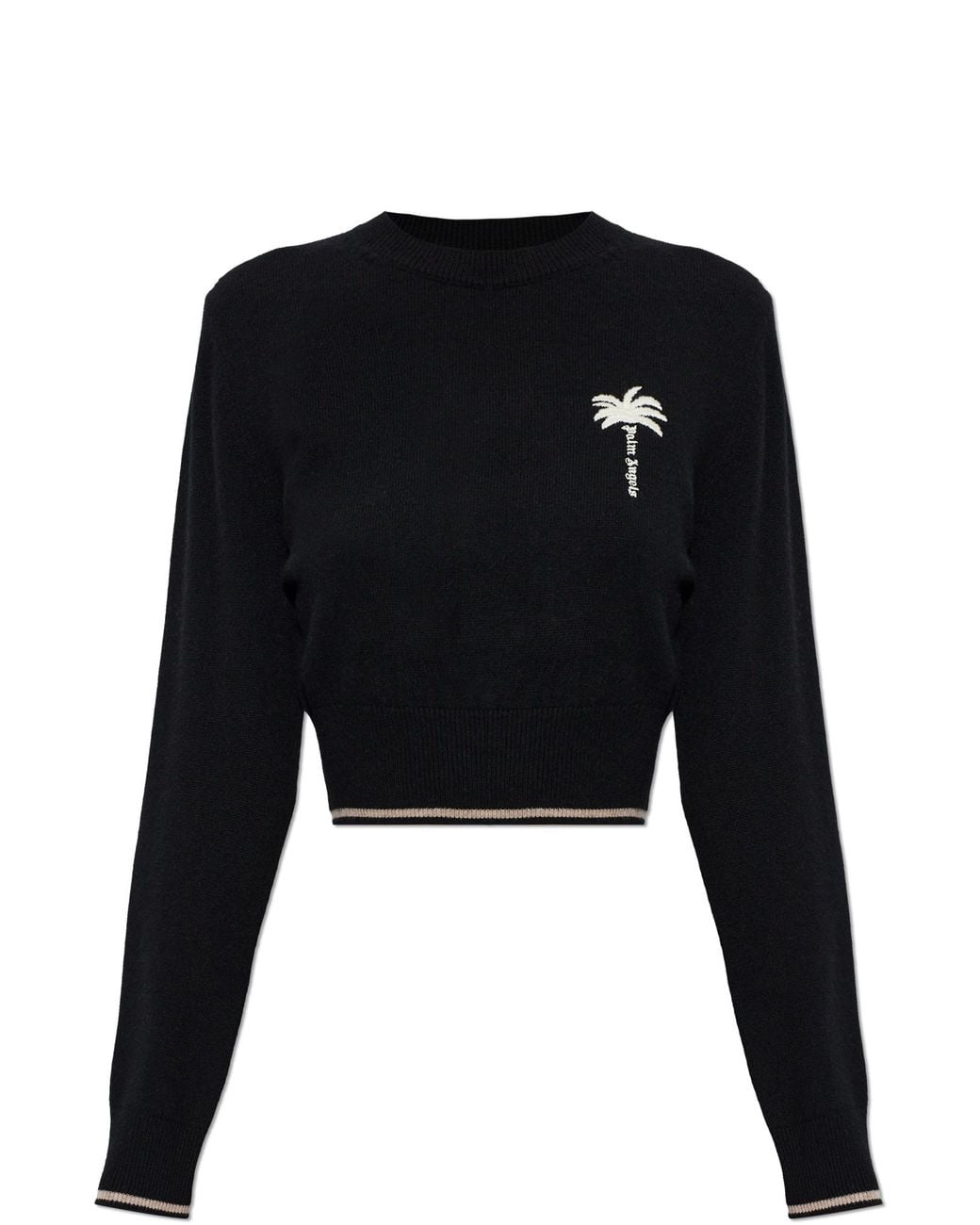Palm Angels Black Wool Sweater With Embroidered Logo