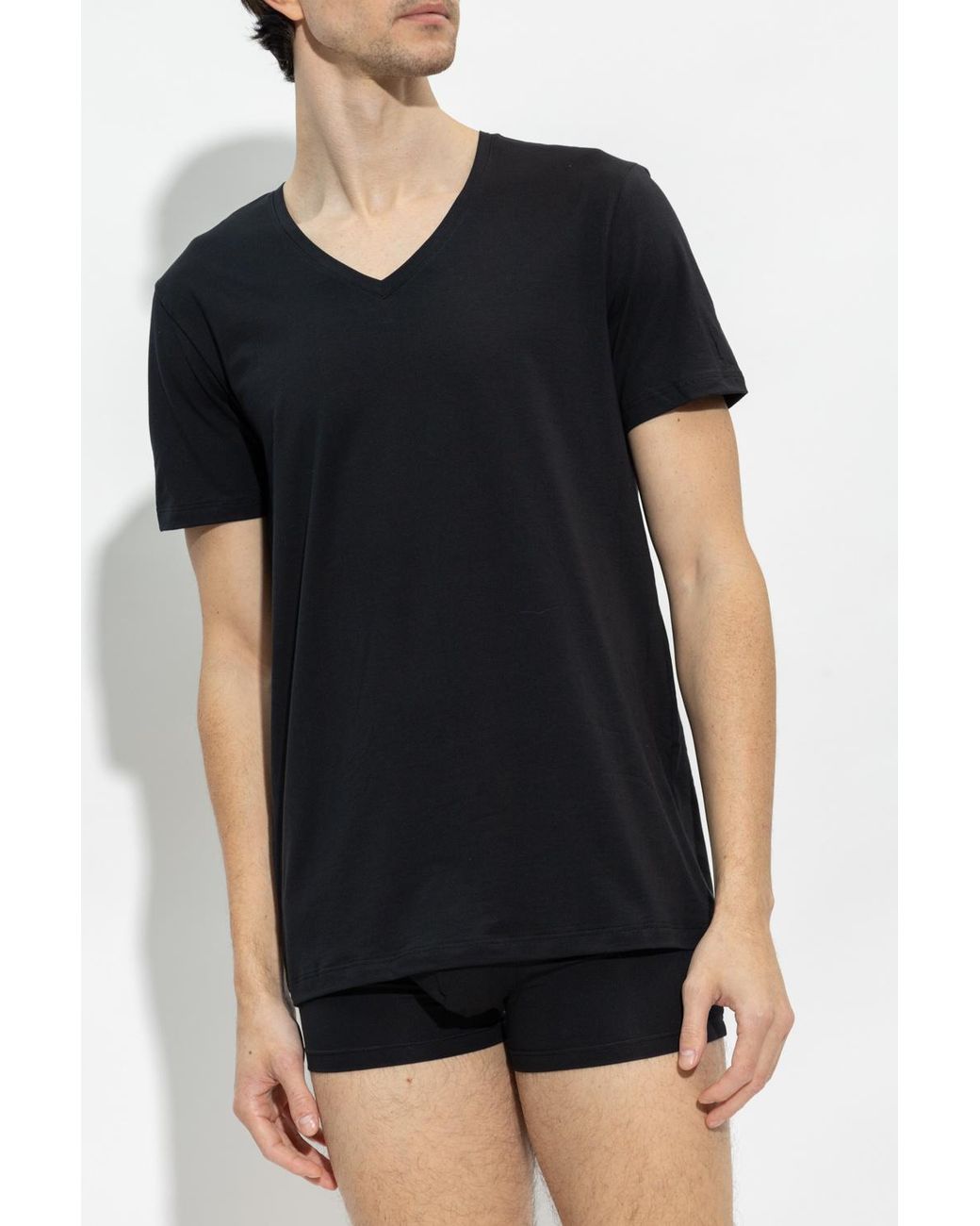 Hanro Black Cotton Boxer Shorts for men
