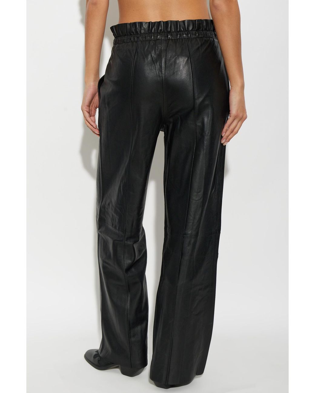 AllSaints Black Leather Trousers 'Fran'