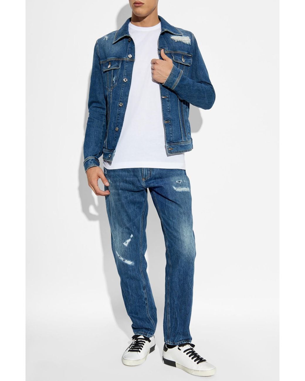 Dolce & Gabbana Blue Denim Jacket With Vintage Effect for men