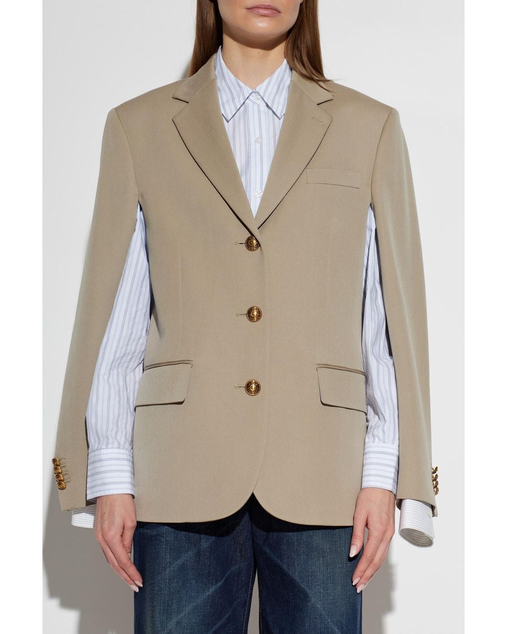 Acne Natural Wool Jacket With Open Lapels