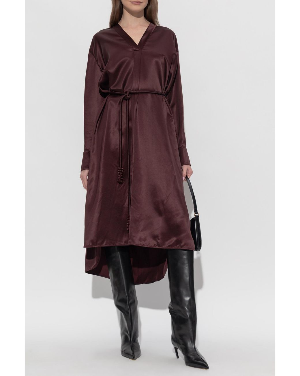 Tory Burch Purple Satin Dress With Decorative Cord