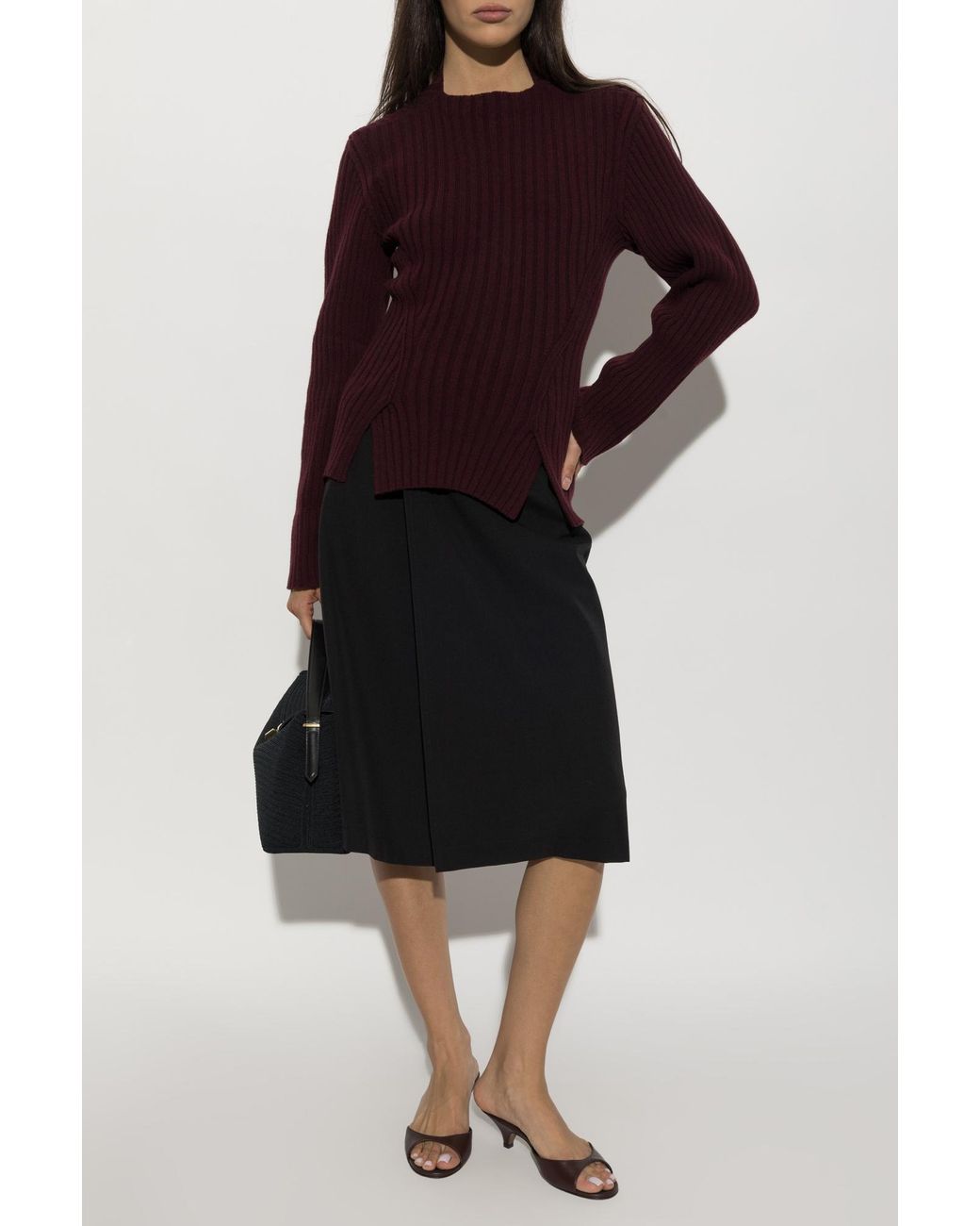 Victoria Beckham Purple Wool Sweater With Double Slit