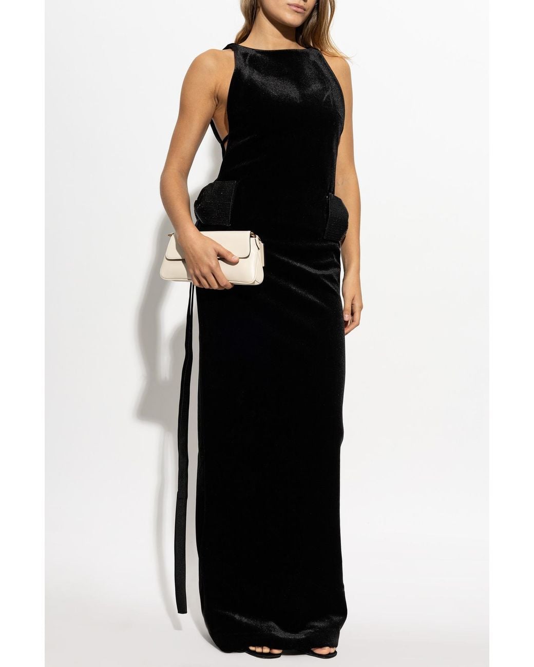 Self-Portrait Black Velvet Dress With Decorative Bows