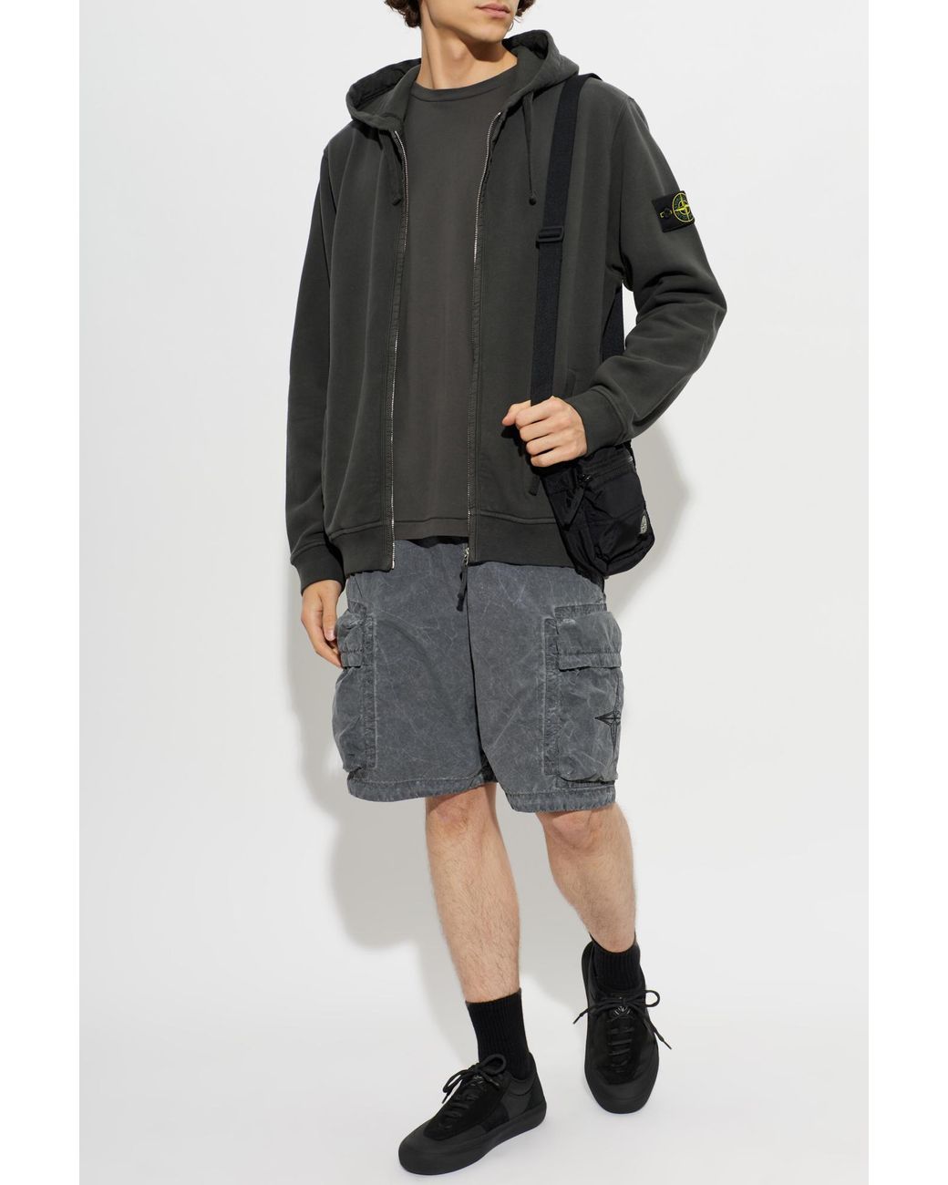 Stone Island Black T-Shirt With Logo Patch for men