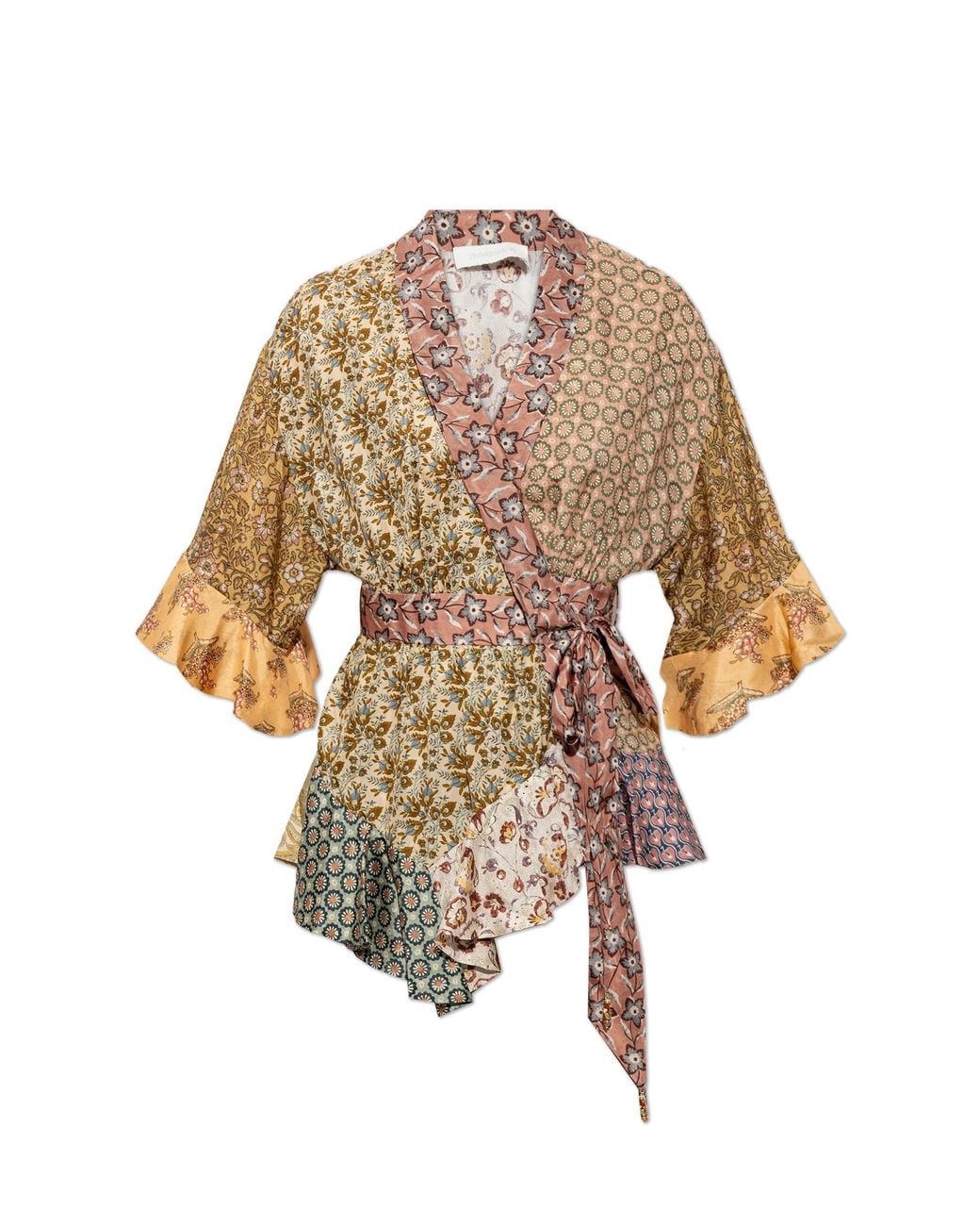 Zimmermann Multicolor Silk Tie-Waist Top