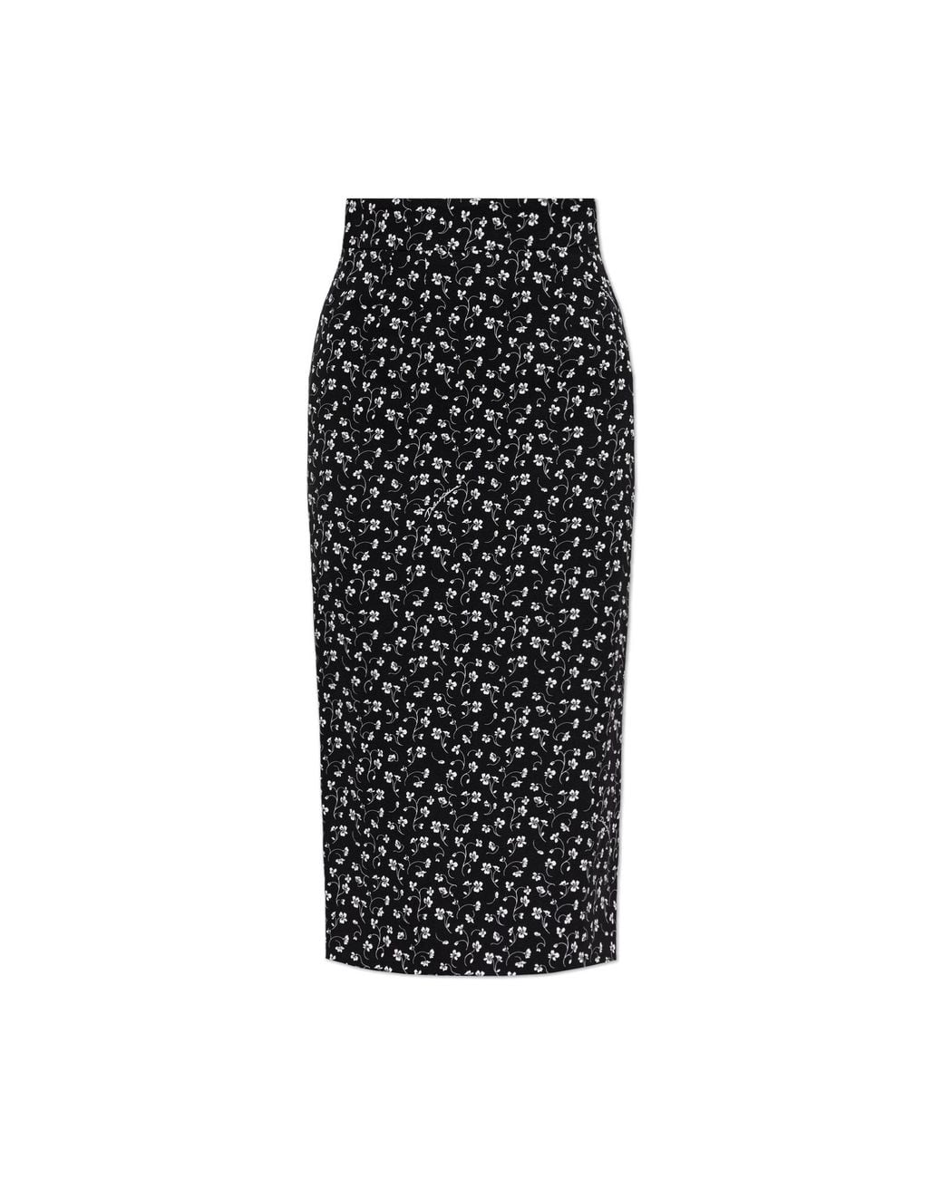 Dolce & Gabbana Black Silk Floral Pencil Skirt