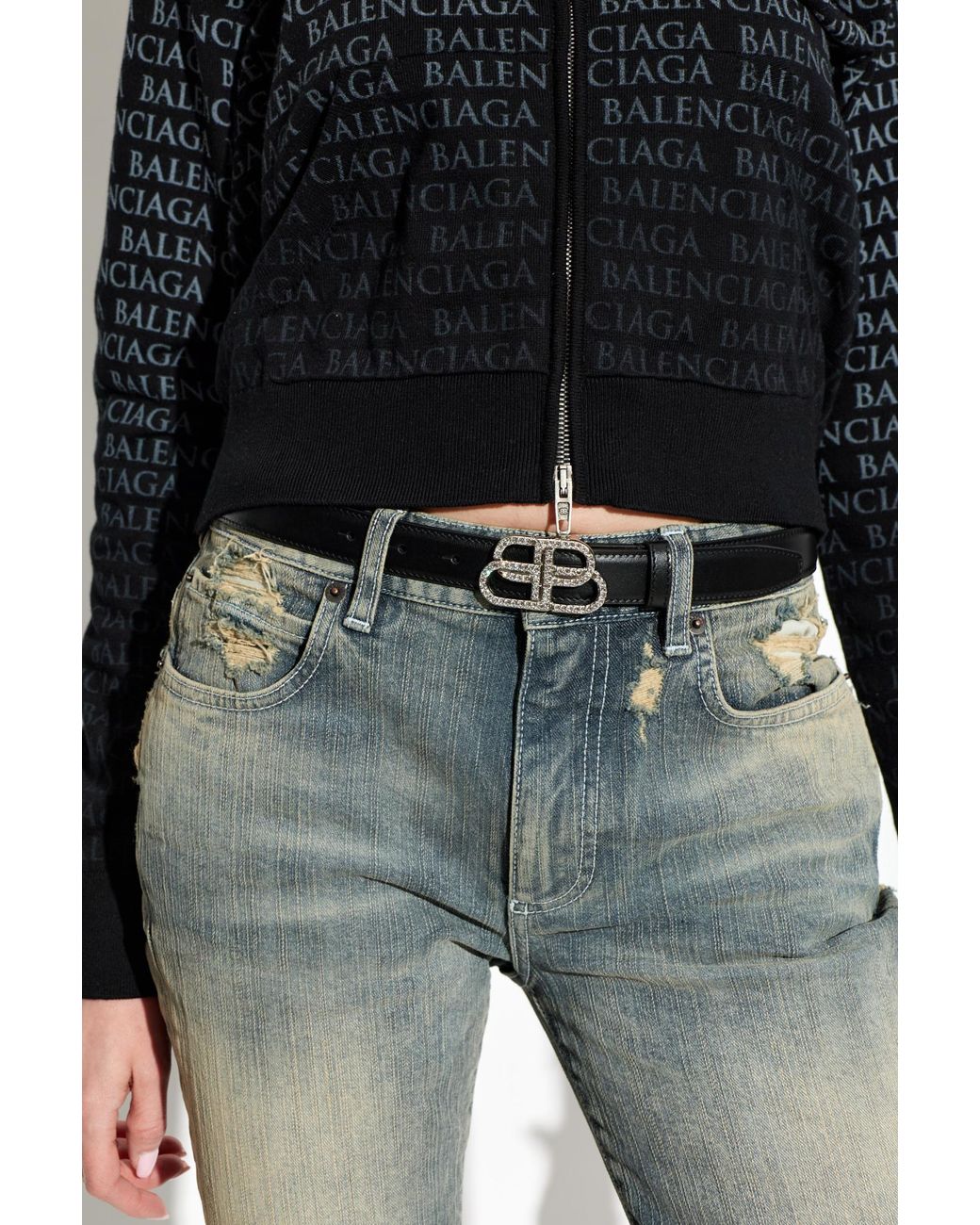 Balenciaga Black Leather Belt