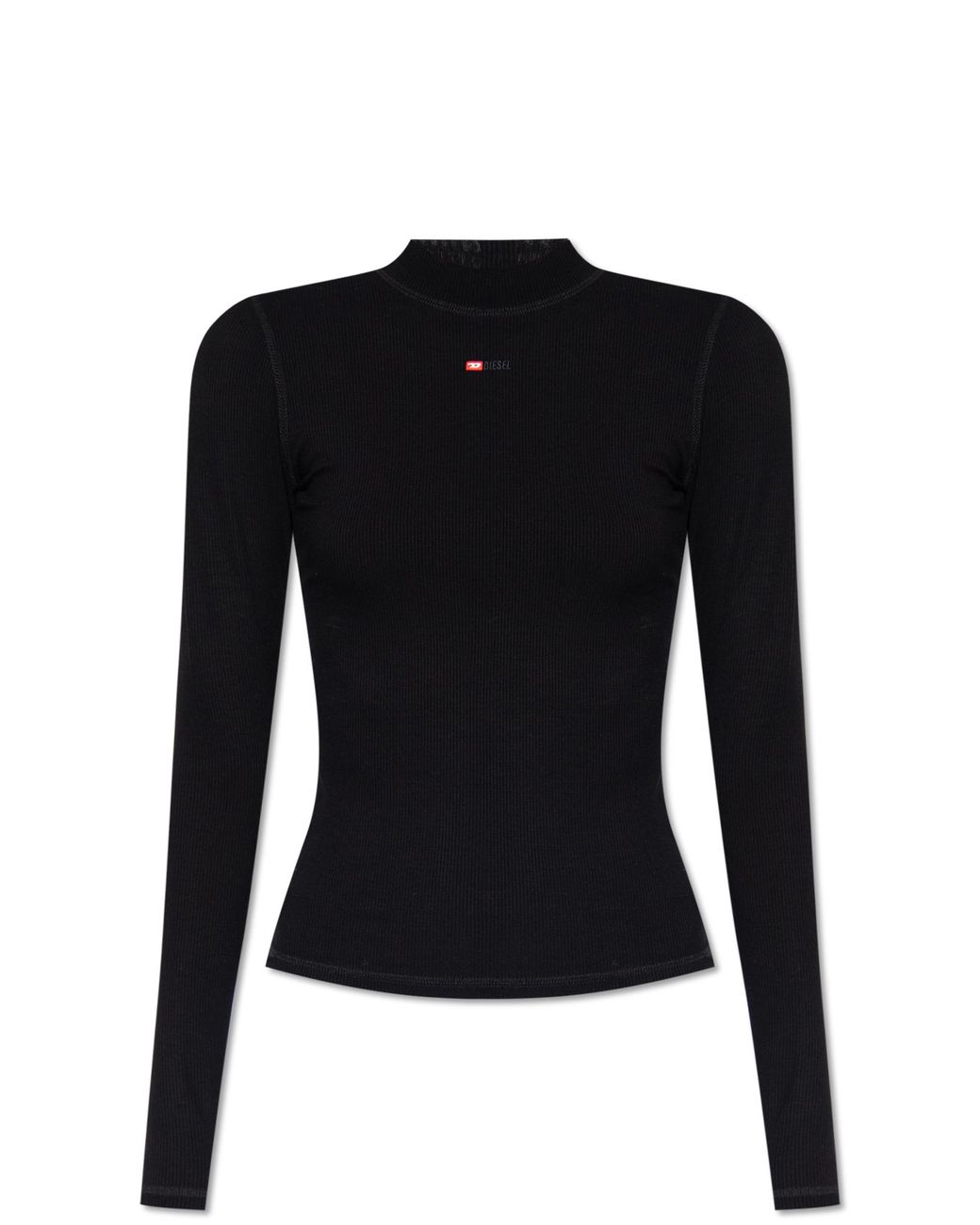 DIESEL Black 'T-Mokky-Ls-Microdiv' Ribbed Top