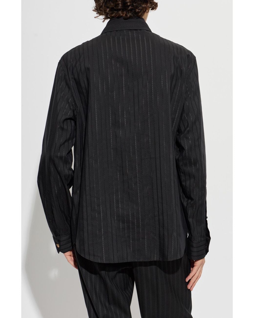Versace Black Wool Shirt With Pockets for men