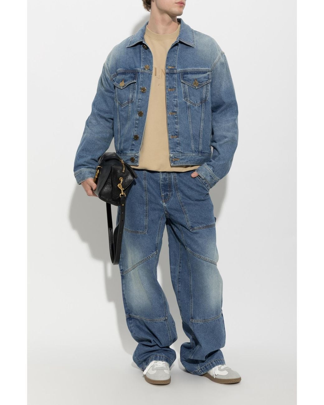 Balmain Natural Sweatshirt With Embroidered Logo for men