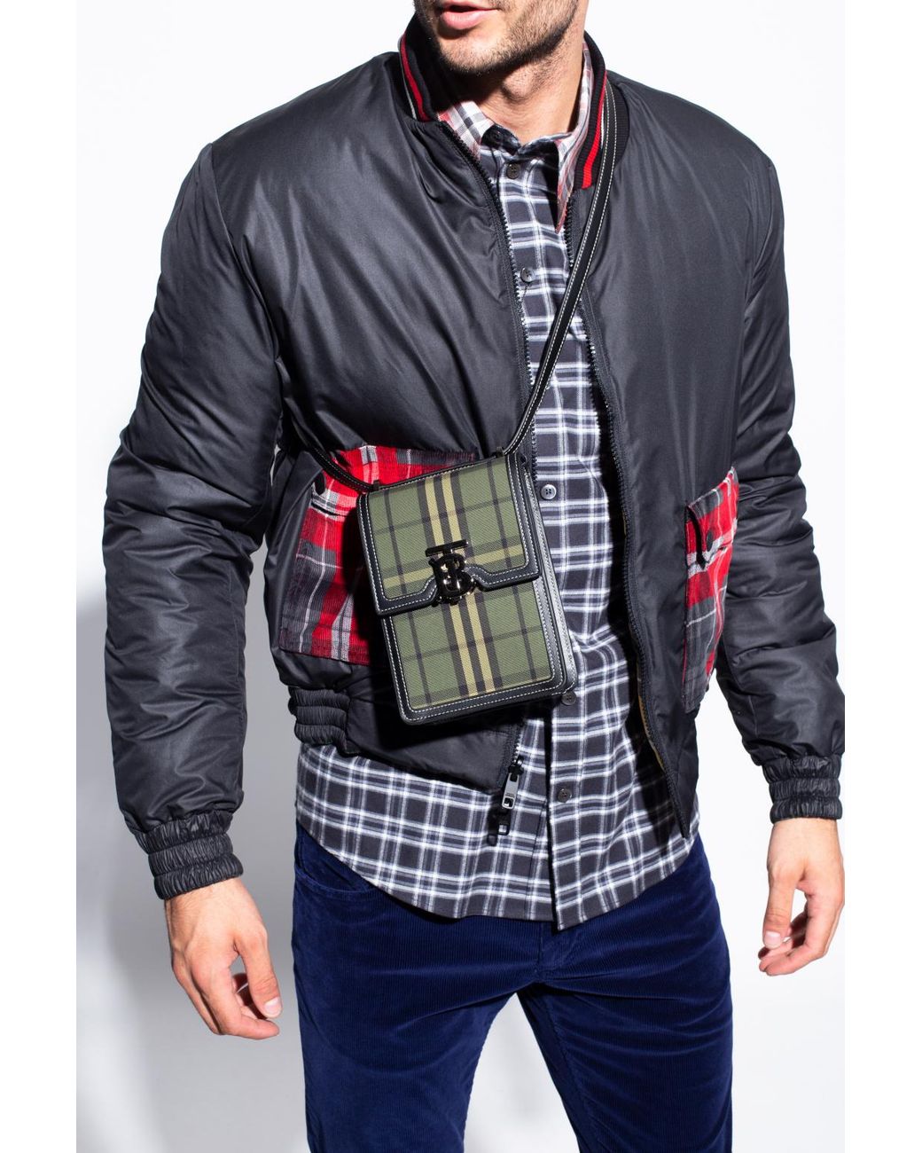 Burberry Checked Shoulder Bag in Blue for Men | Lyst