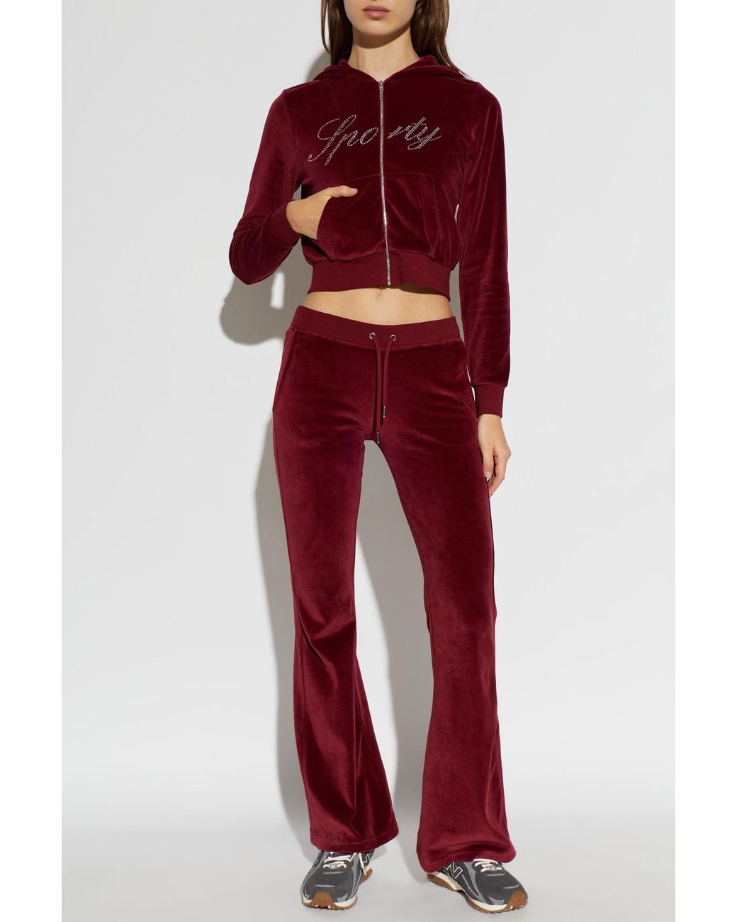 Sporty & Rich Red Velour Sweatshirt From The 'Rich Bitch Drop' Collection