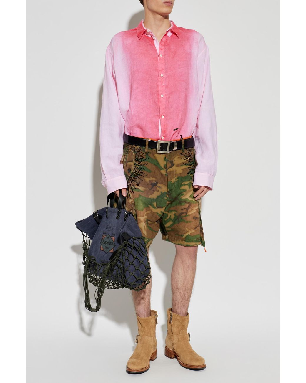DSquared² Pink Linen Shirt for men