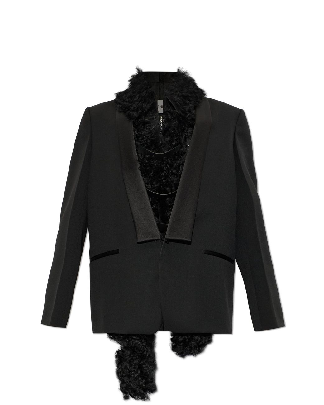 Fendi Black Wool Blazer With Pockets
