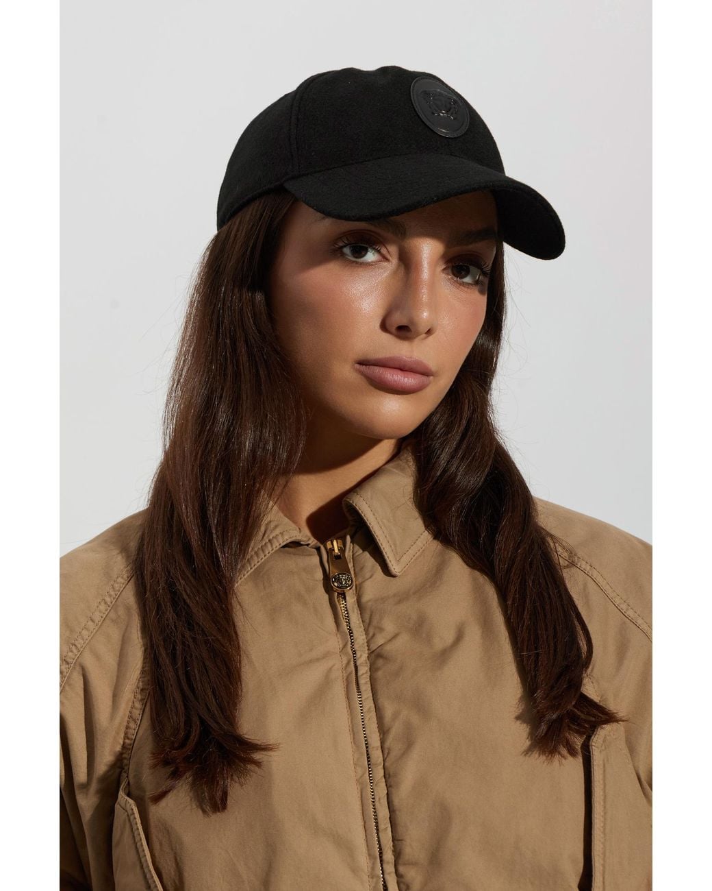 Versace Black Wool Baseball Cap