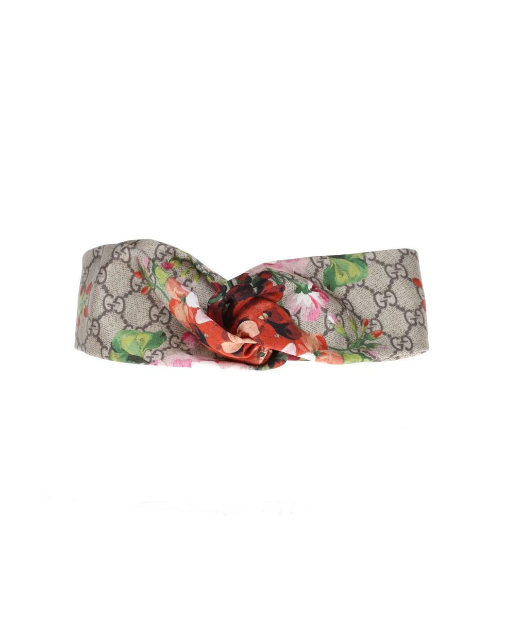 Gucci Floral Silk Headband in Brown | Lyst