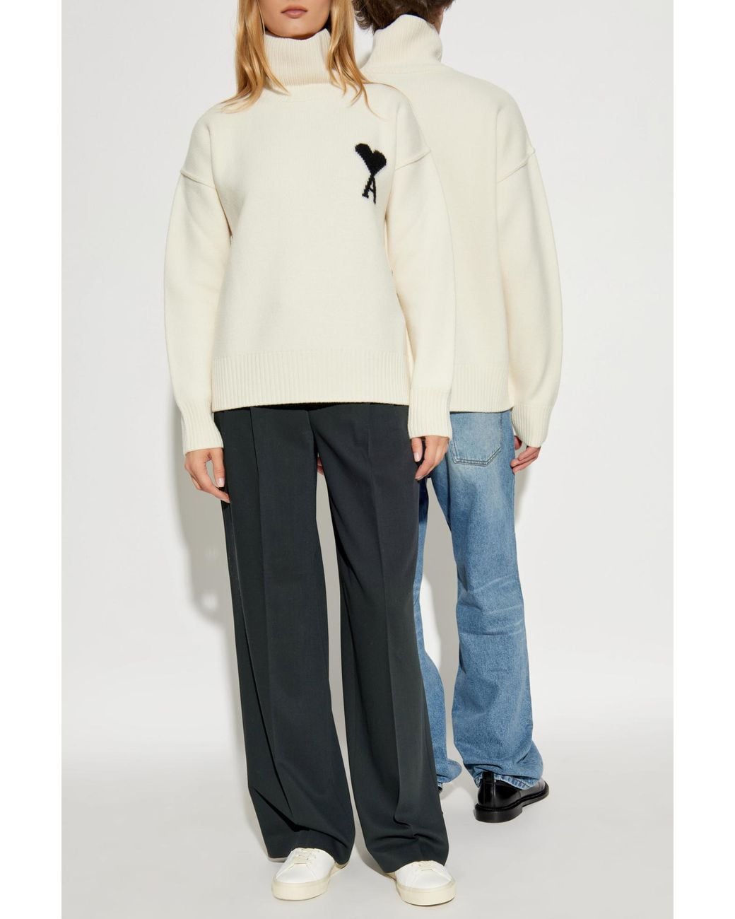 AMI White Wool Turtleneck