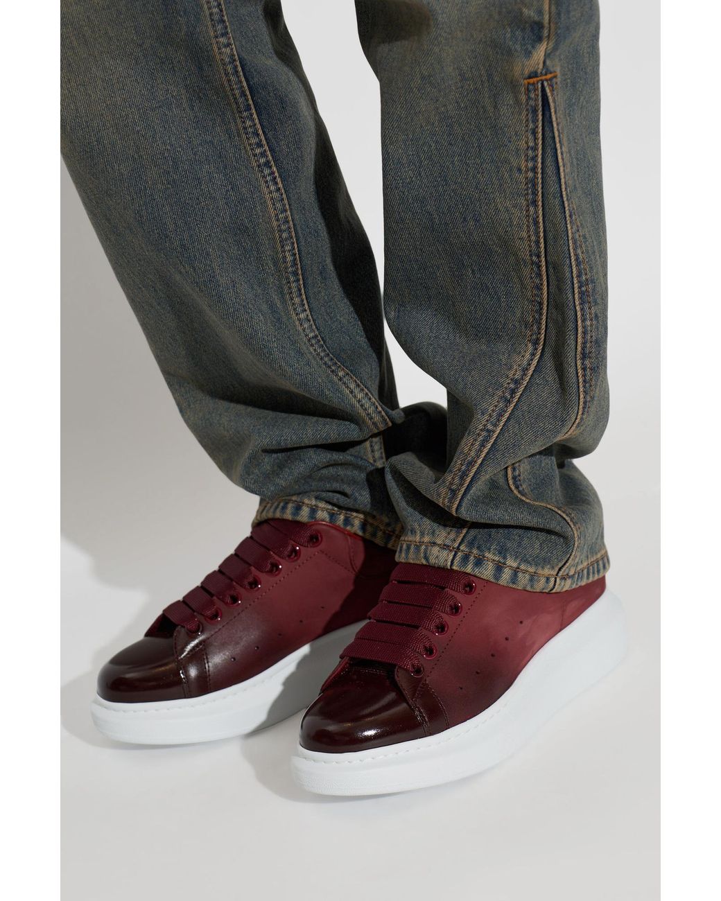 McQueen Red Leather Sports Shoes