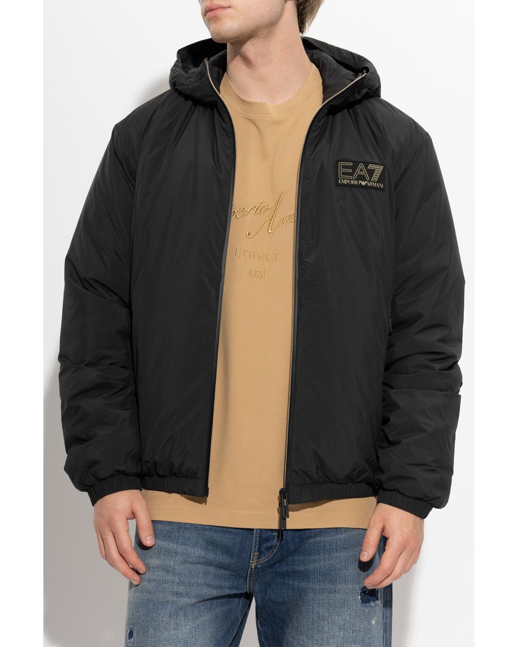 EA7 Blue Insulated Jacket With Hood for men