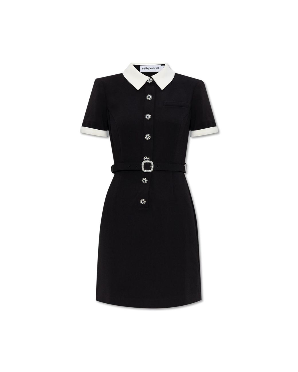 オールインワン・サロペット Self-Portrait Structured Black Mini Dress With High Collar self-portrait Halter Mini Dress in Black | REVOLVE