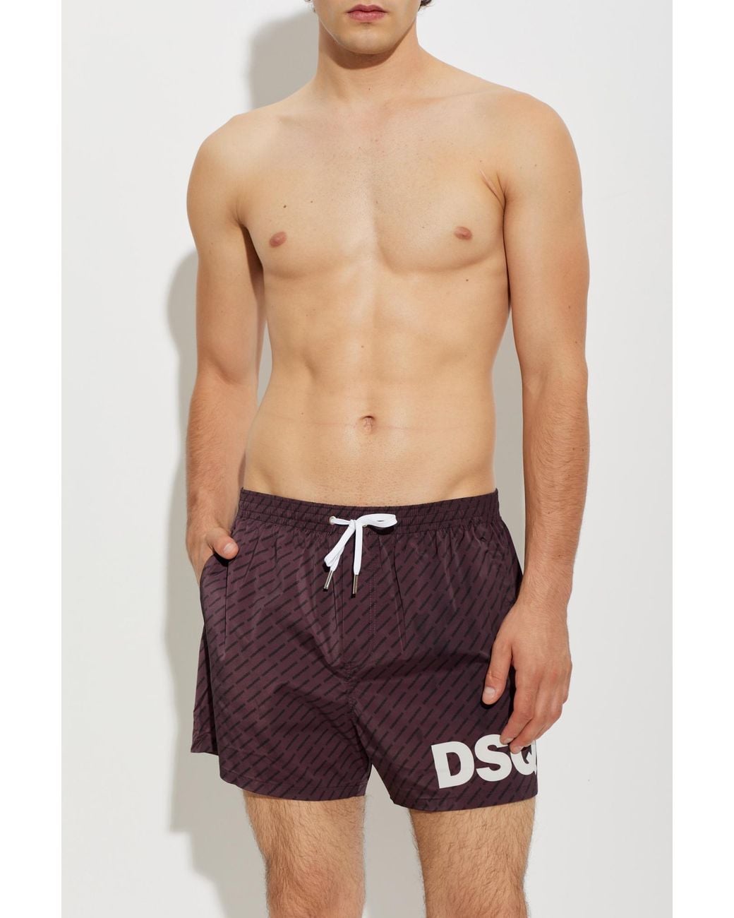DSquared² Red Monogram Swim Shorts for men