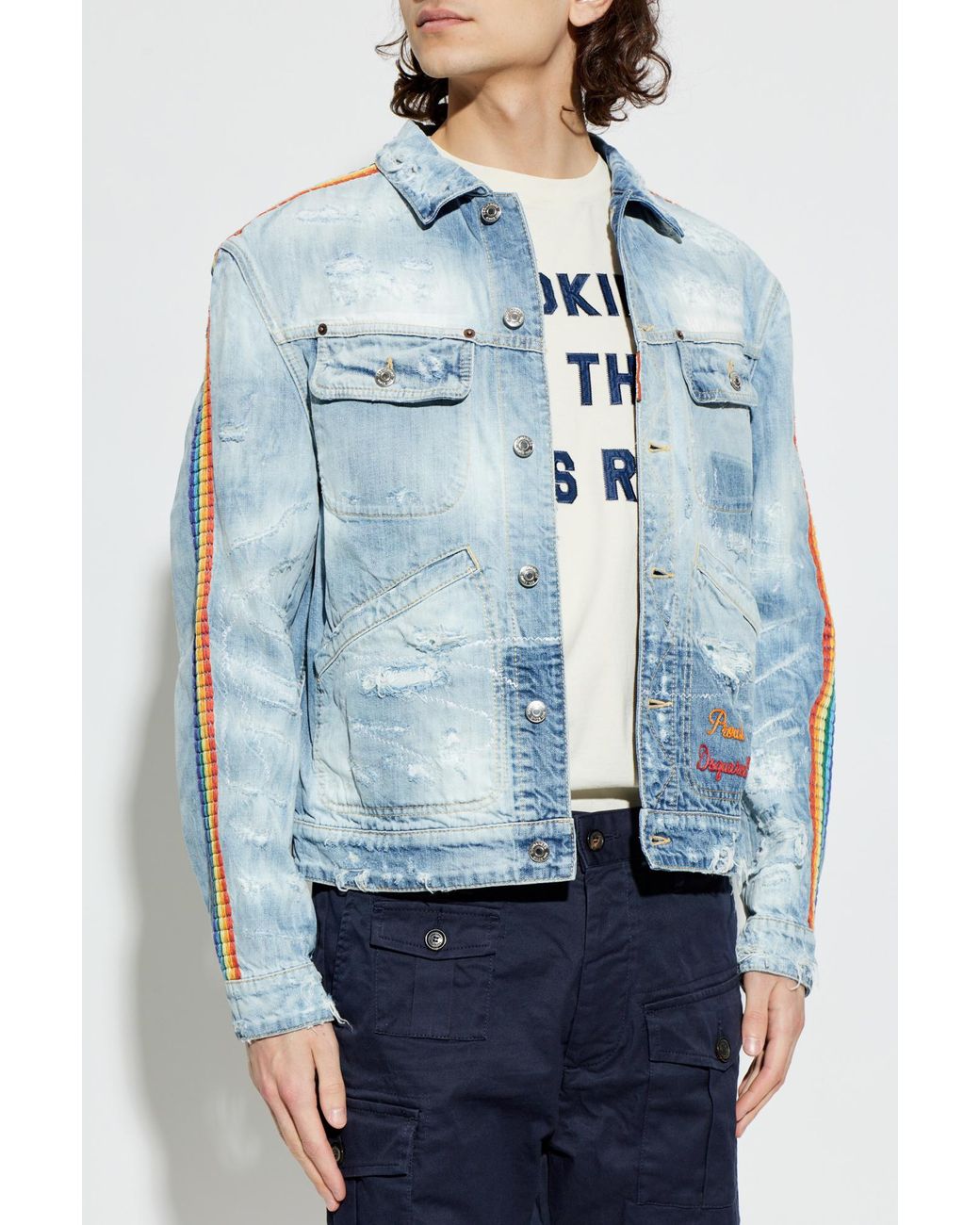 DSquared² Blue Denim Jacket With Vintage Effect for men