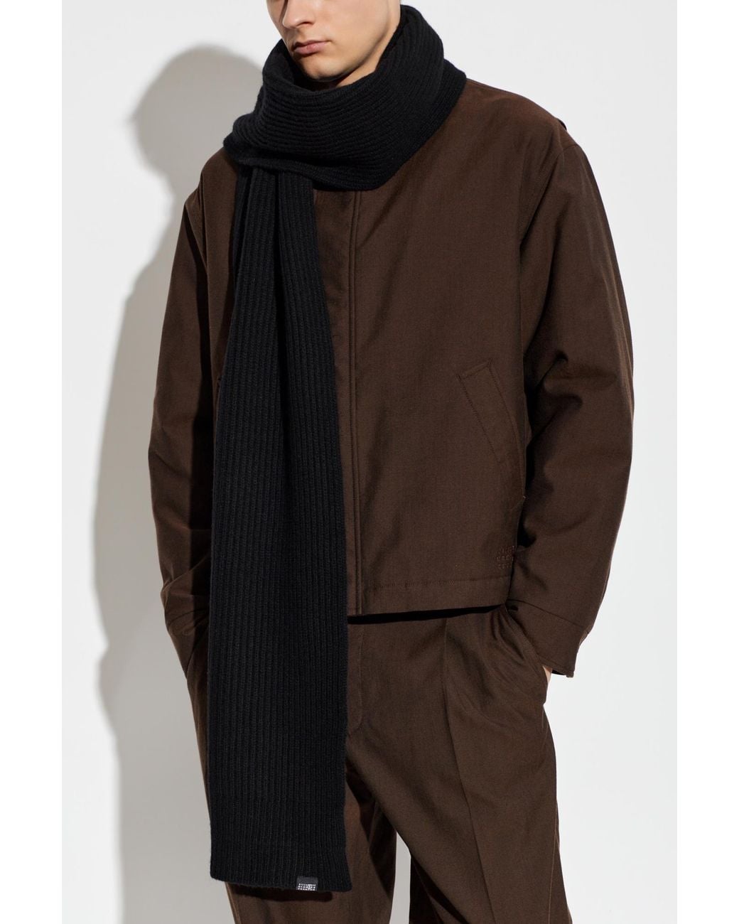 MM6 by Maison Margiela Black Wool Scarf With Logo Patch